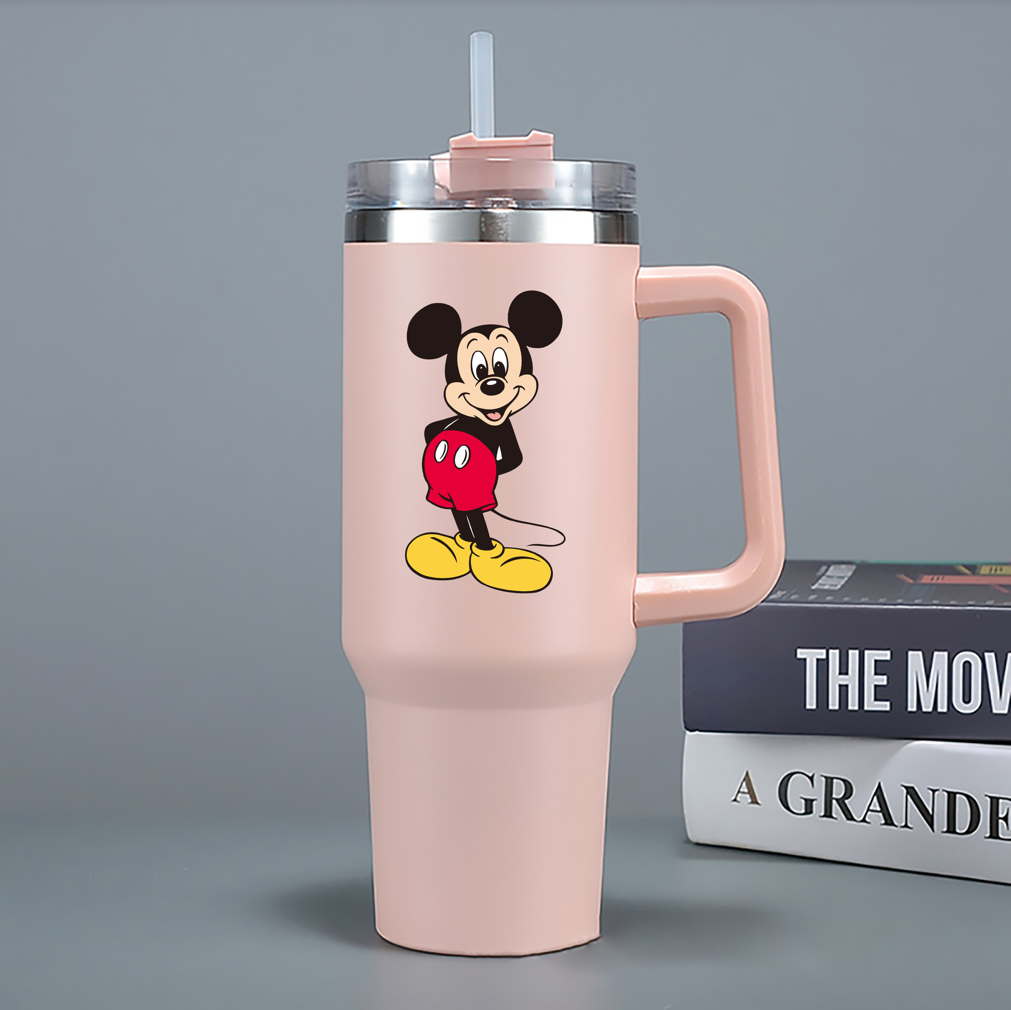 （画像用） ミッキーマウス Mickey Mouse 1200mL車用タンブラー - クリスタルステッカー（プラスチックストロー付き）